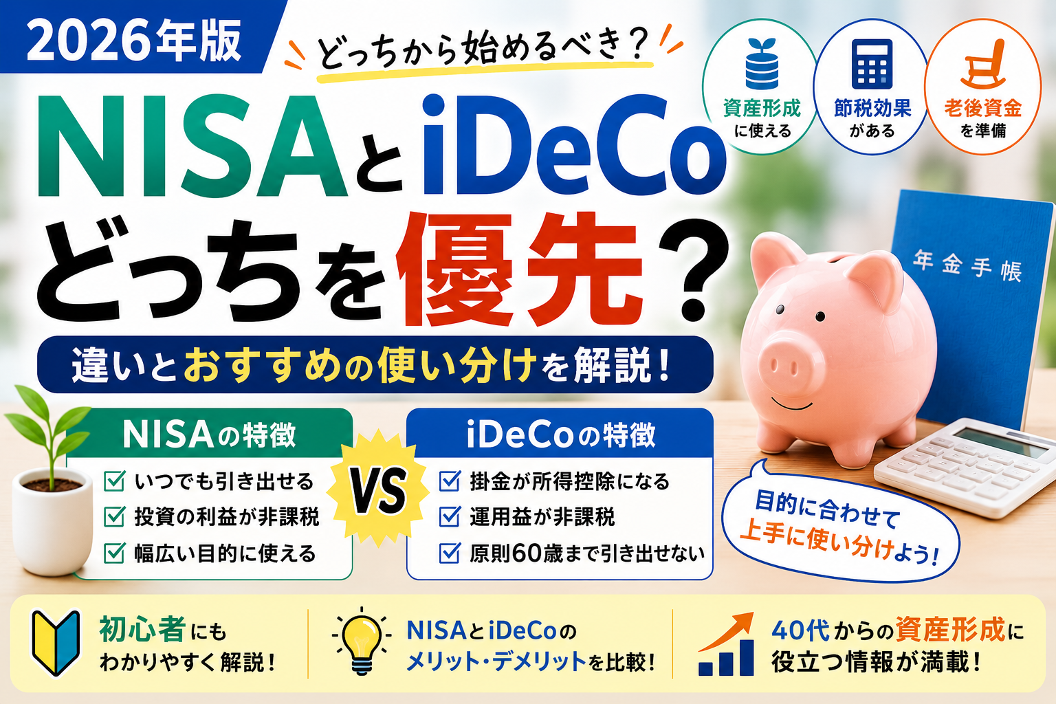 NISAとiDeCoはどっちを優先？違いとおすすめの使い分けを解説