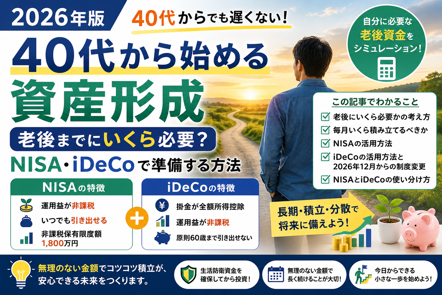 40代から始める資産形成と老後資金の準備方法をNISAとiDeCoで解説