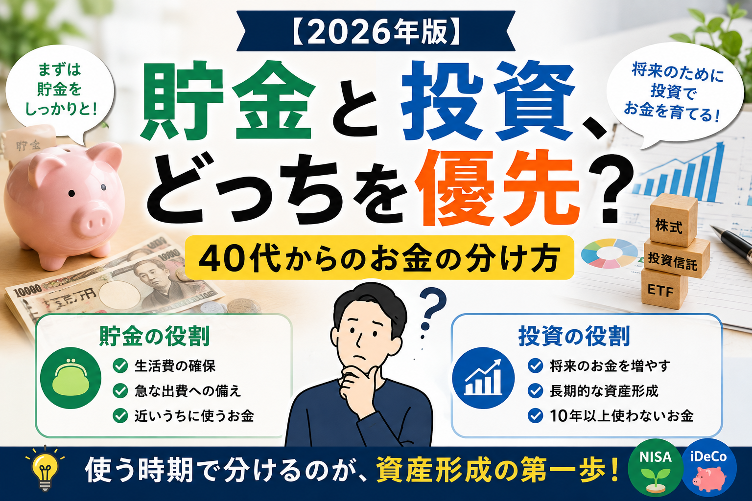 40代の貯金と投資の優先順位とお金の分け方を解説
