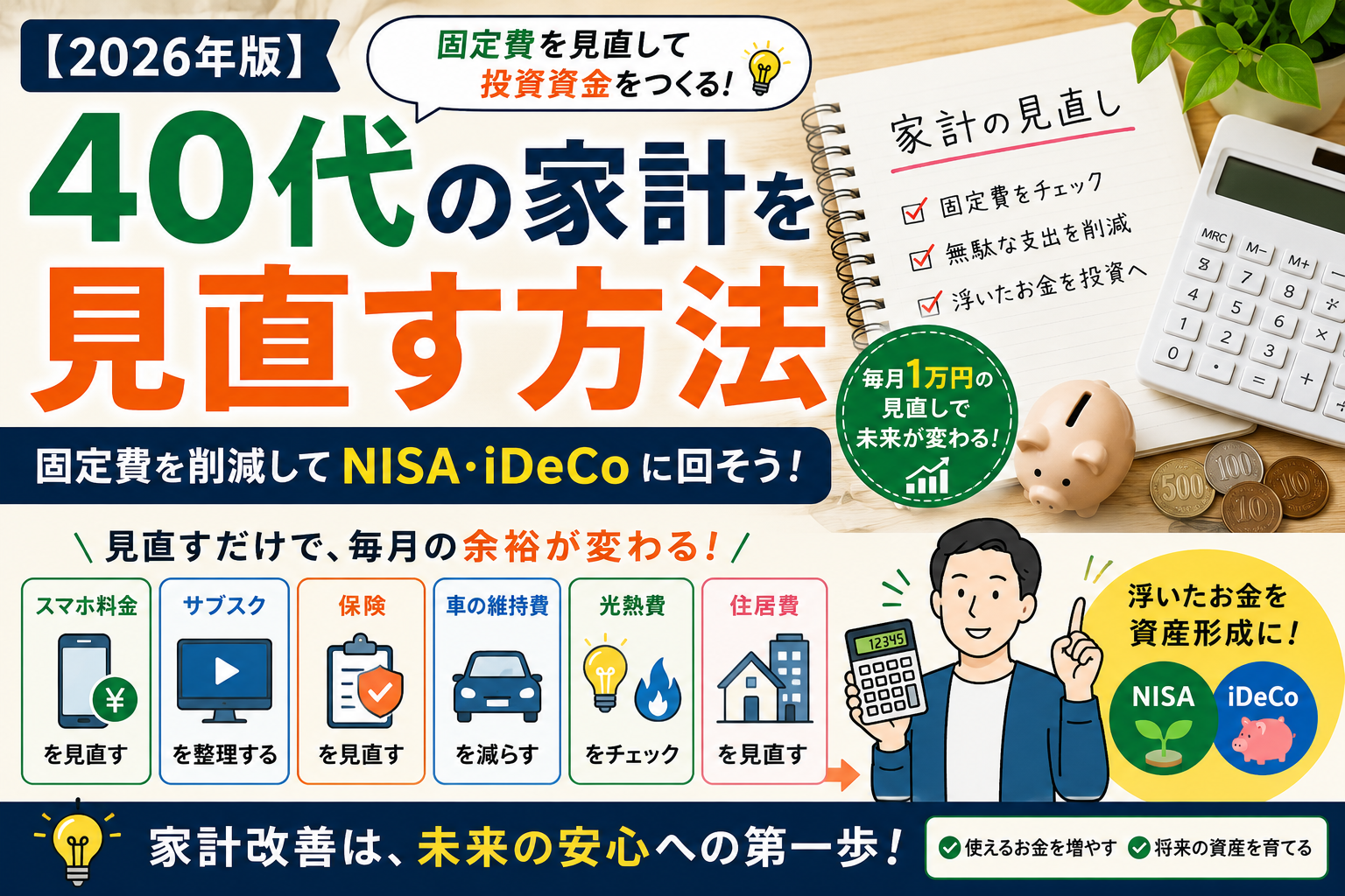 40代の家計を見直して固定費を削減しNISA・iDeCoに回す方法を解説