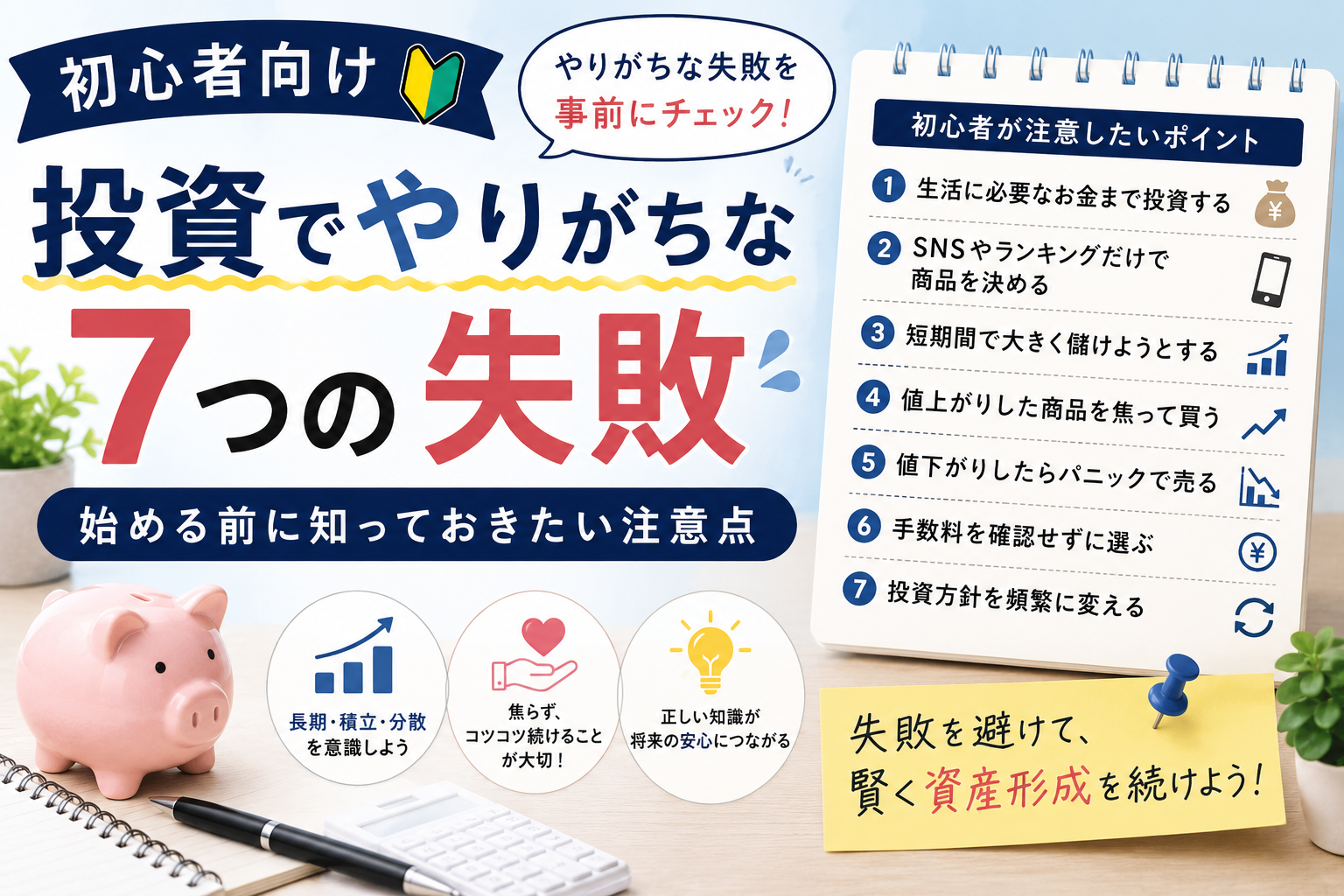 投資でやりがちな7つの失敗を初心者向けに解説