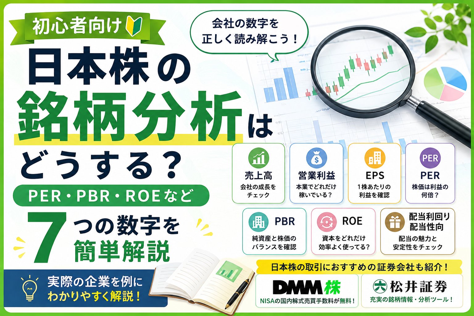 初心者向けに日本株の銘柄分析で見るPER・PBR・ROEなど7つの数字を解説