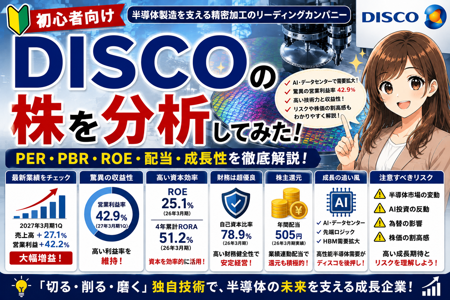 【初心者向け】ディスコの株を分析してみた｜PER・PBR・ROE・配当・成長性を解説