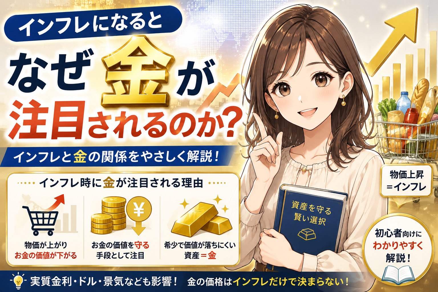 「インフレになるとなぜ金が注目されるのか？」をテーマに、物価上昇と金の関係を解説する