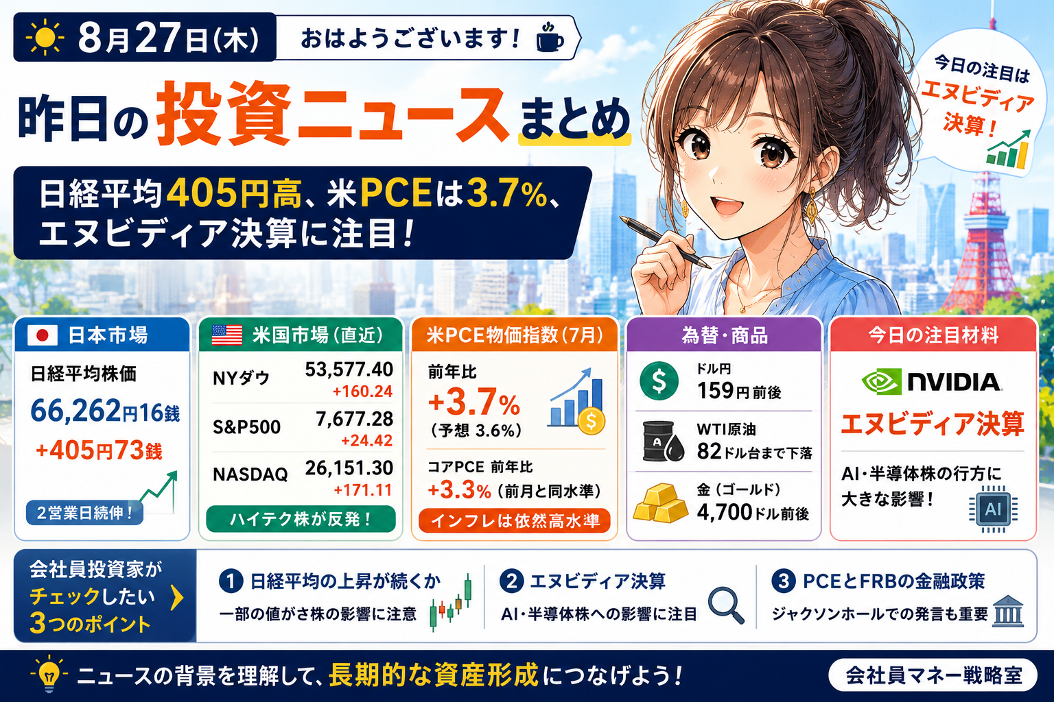 8月27日（木）の朝の投資ニュース