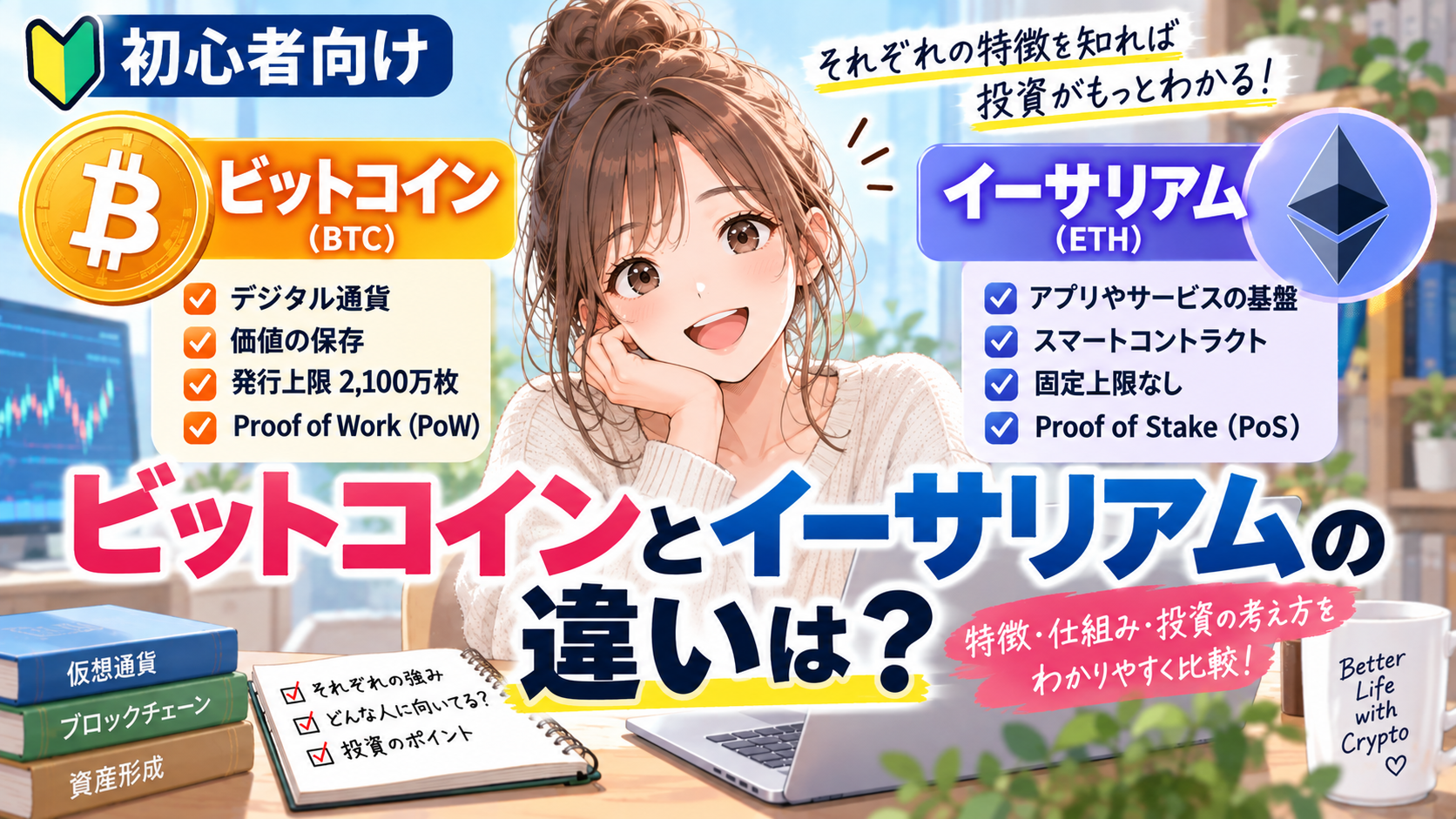 ビットコインとイーサリアムの違いを比較